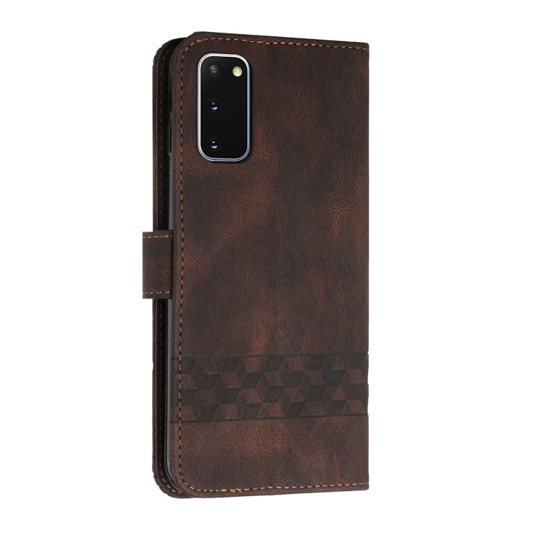 For Samsung Galaxy Note20 Cubic Skin Feel Flip Leather Phone Case