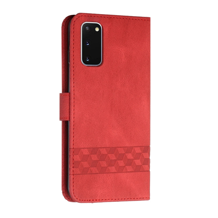 For Samsung Galaxy Note20 Cubic Skin Feel Flip Leather Phone Case