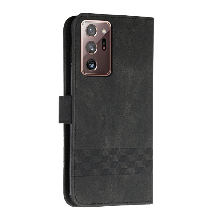 For Samsung Galaxy Note20 Ultra Cubic Skin Feel Flip Leather Phone Case