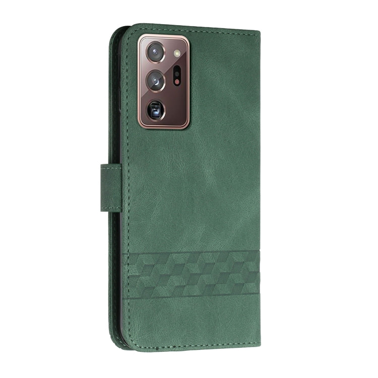 For Samsung Galaxy Note20 Ultra Cubic Skin Feel Flip Leather Phone Case