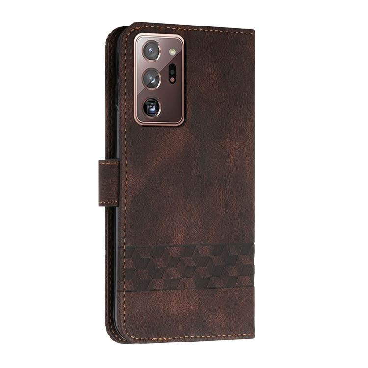 For Samsung Galaxy Note20 Ultra Cubic Skin Feel Flip Leather Phone Case