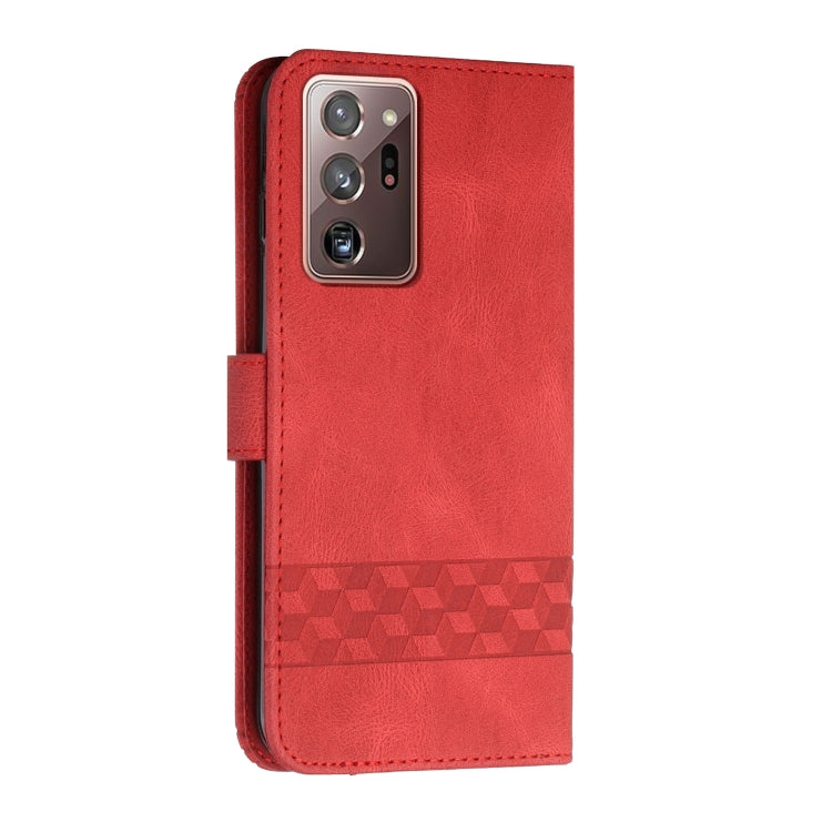 For Samsung Galaxy Note20 Ultra Cubic Skin Feel Flip Leather Phone Case