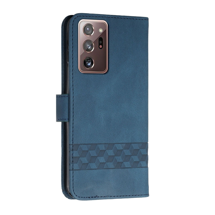 For Samsung Galaxy Note20 Ultra Cubic Skin Feel Flip Leather Phone Case
