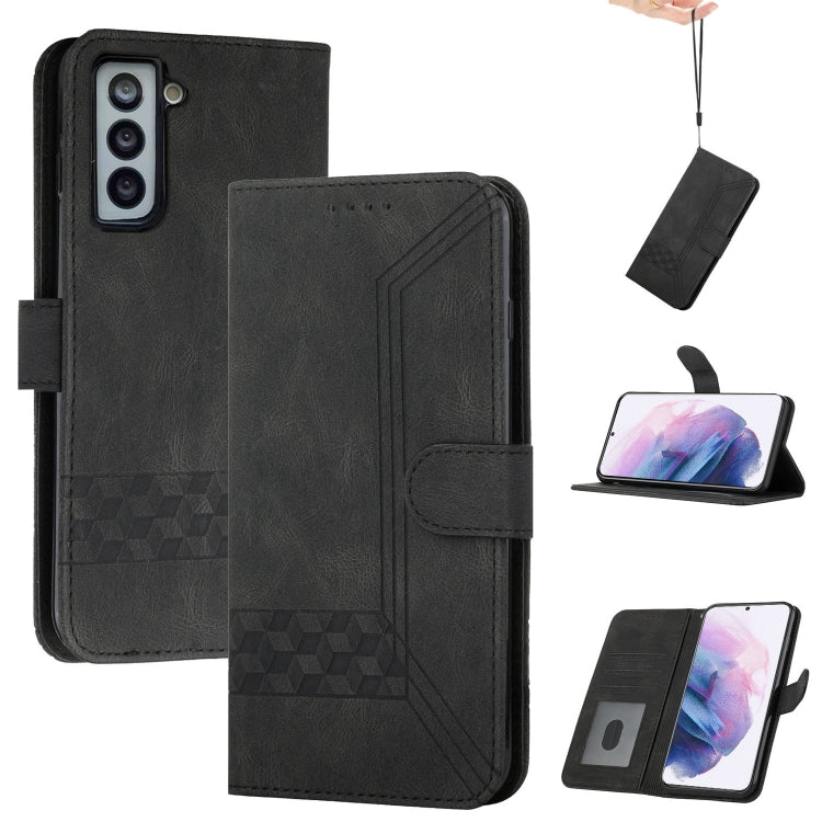 For Samsung Galaxy S21+ 5G Cubic Skin Feel Flip Leather Phone Case