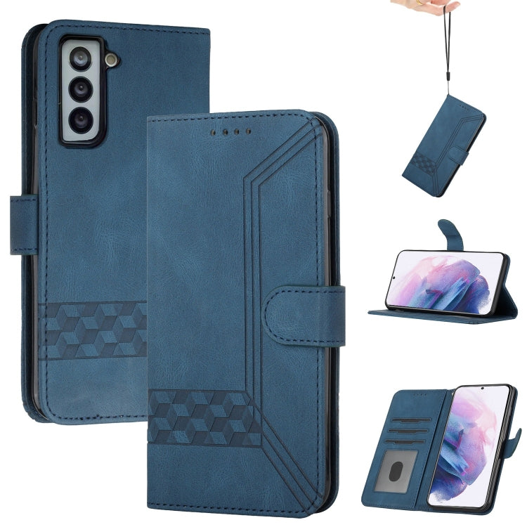 For Samsung Galaxy S21+ 5G Cubic Skin Feel Flip Leather Phone Case