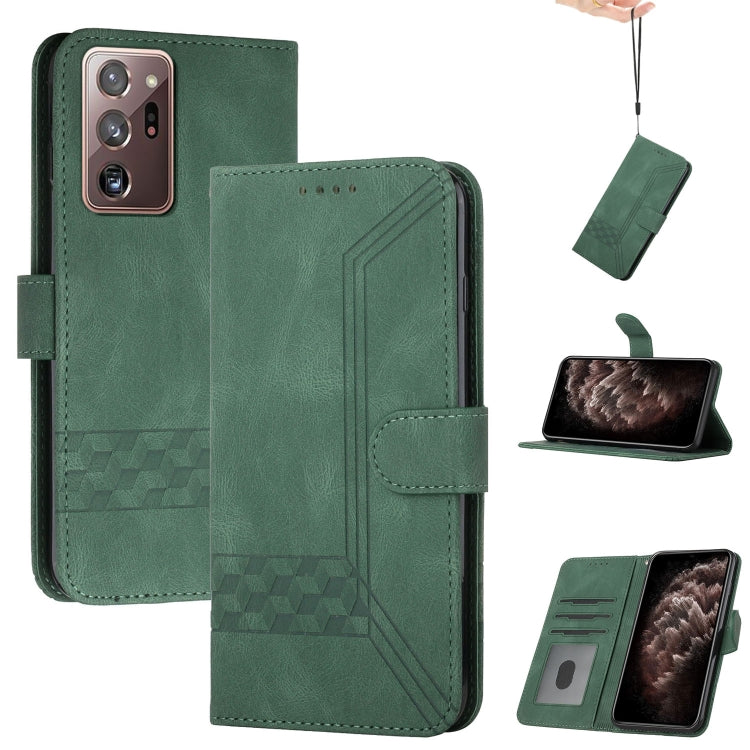 For Samsung Galaxy S21 Ultra 5G Cubic Skin Feel Flip Leather Phone Case