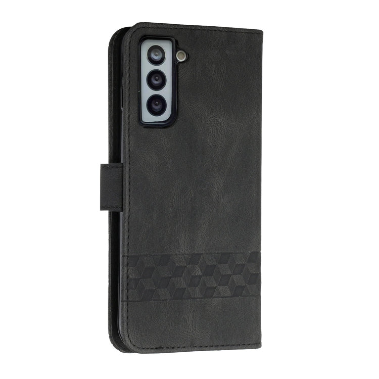 For Samsung Galaxy S22 5G Cubic Skin Feel Flip Leather Phone Case