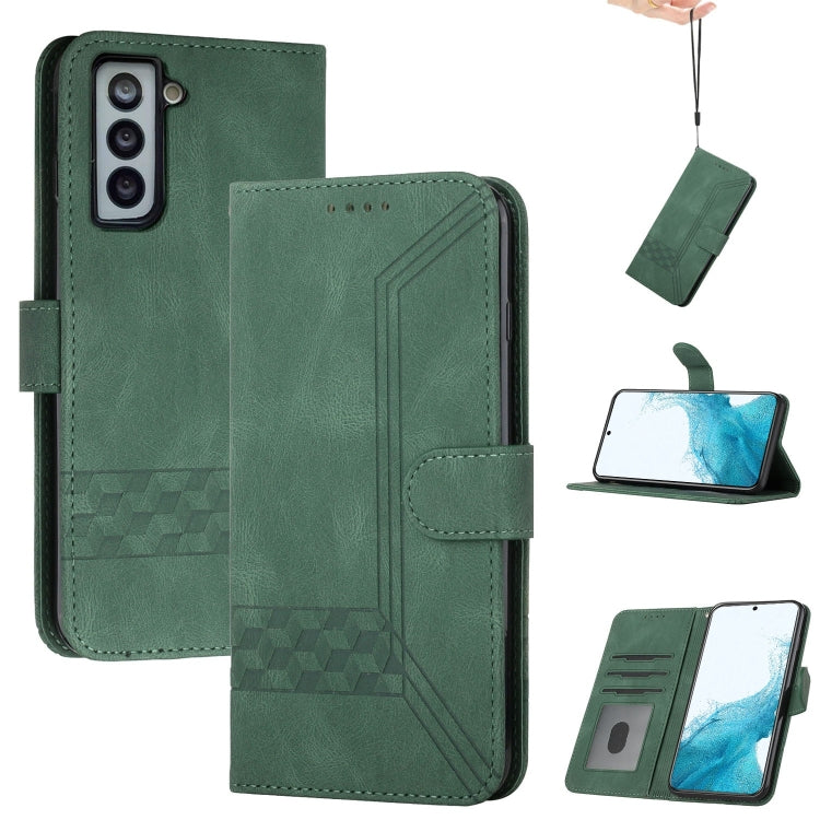 For Samsung Galaxy S22 5G Cubic Skin Feel Flip Leather Phone Case