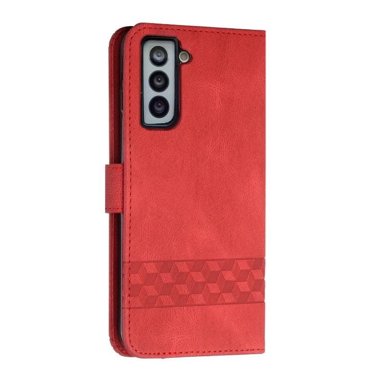 For Samsung Galaxy S22 5G Cubic Skin Feel Flip Leather Phone Case