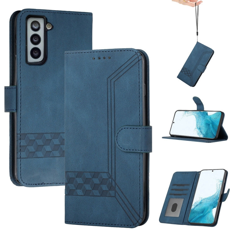 For Samsung Galaxy S22+ 5G Cubic Skin Feel Flip Leather Phone Case