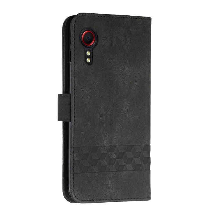 For Samsung Galaxy Xcover 5 Cubic Skin Feel Flip Leather Phone Case
