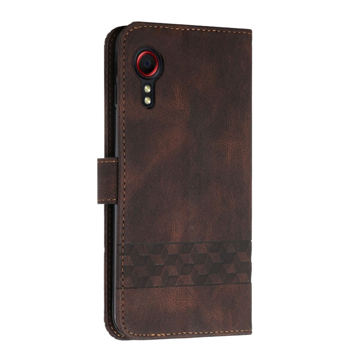 For Samsung Galaxy Xcover 5 Cubic Skin Feel Flip Leather Phone Case