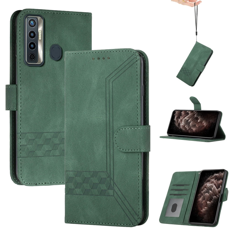 For Tecno Spark 5 Pro Cubic Skin Feel Flip Leather Phone Case