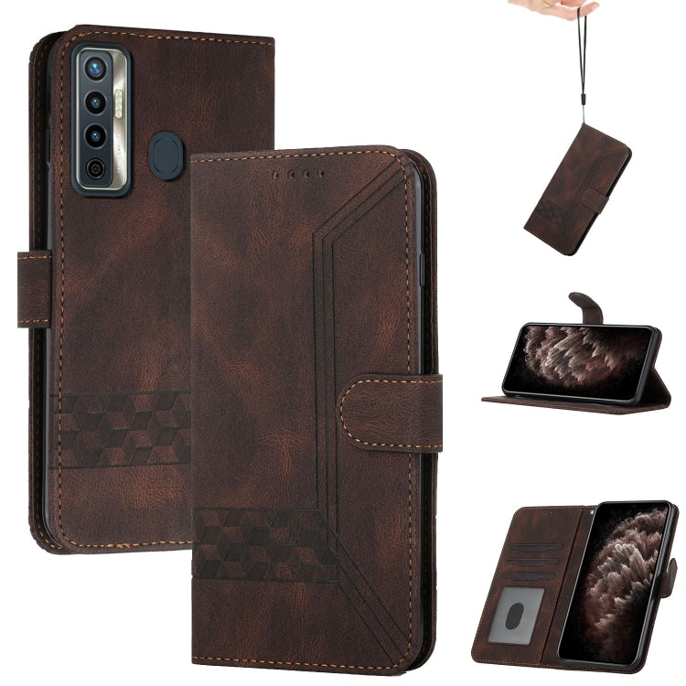 For Tecno Spark 5 Pro Cubic Skin Feel Flip Leather Phone Case