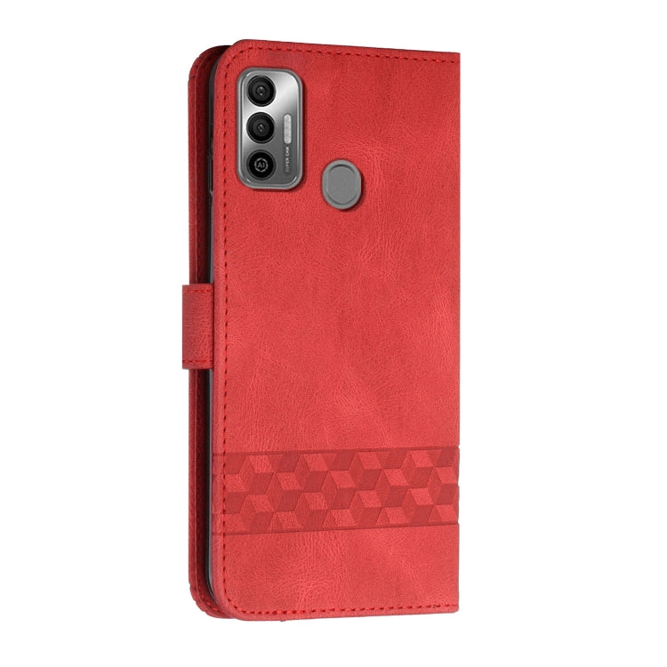 For Tecno Spark 7 Cubic Skin Feel Flip Leather Phone Case