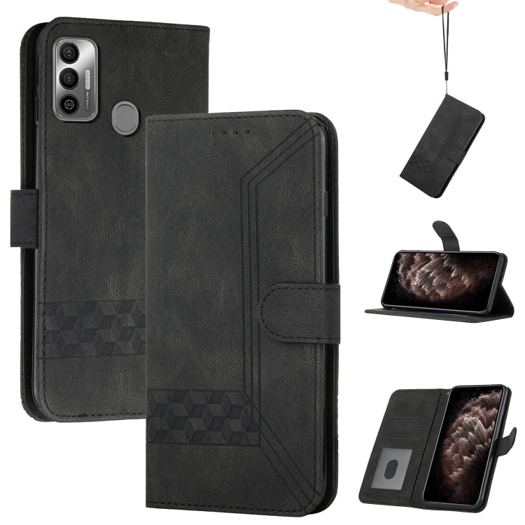 For Tecno Spark 7 Cubic Skin Feel Flip Leather Phone Case