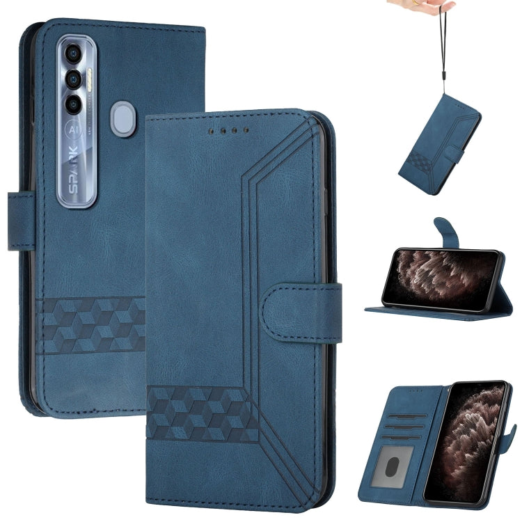 For Tecno Spark 7 Pro Cubic Skin Feel Flip Leather Phone Case