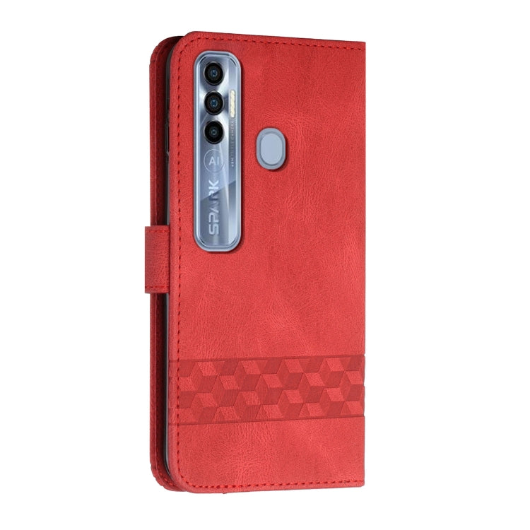 For Tecno Spark 7 Pro Cubic Skin Feel Flip Leather Phone Case