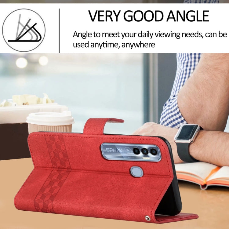 For Tecno Spark 7 Pro Cubic Skin Feel Flip Leather Phone Case