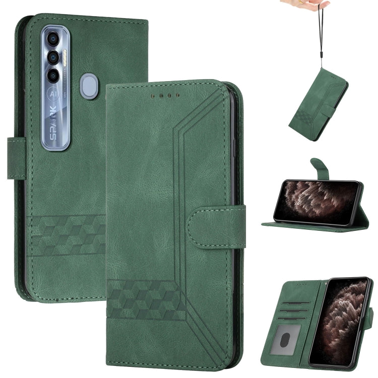 For Tecno Spark 7 Pro Cubic Skin Feel Flip Leather Phone Case