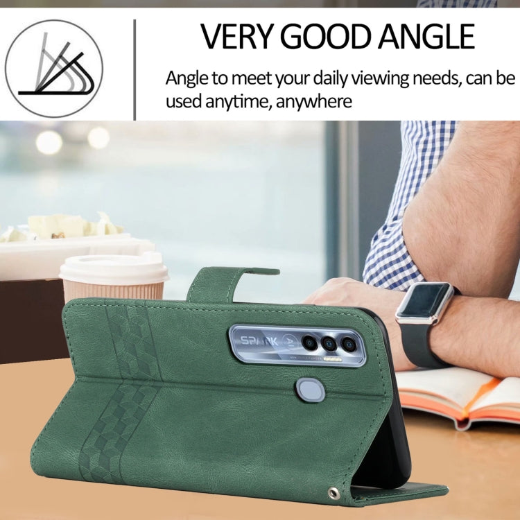 For Tecno Spark 7 Pro Cubic Skin Feel Flip Leather Phone Case