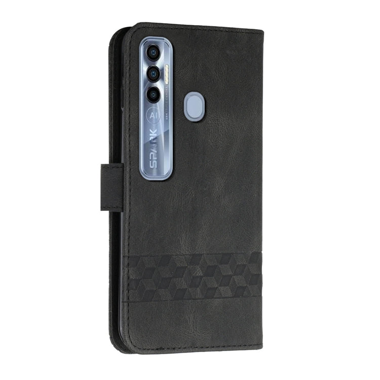 For Tecno Spark 7 Pro Cubic Skin Feel Flip Leather Phone Case