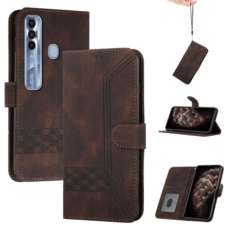 For Tecno Spark 7 Pro Cubic Skin Feel Flip Leather Phone Case