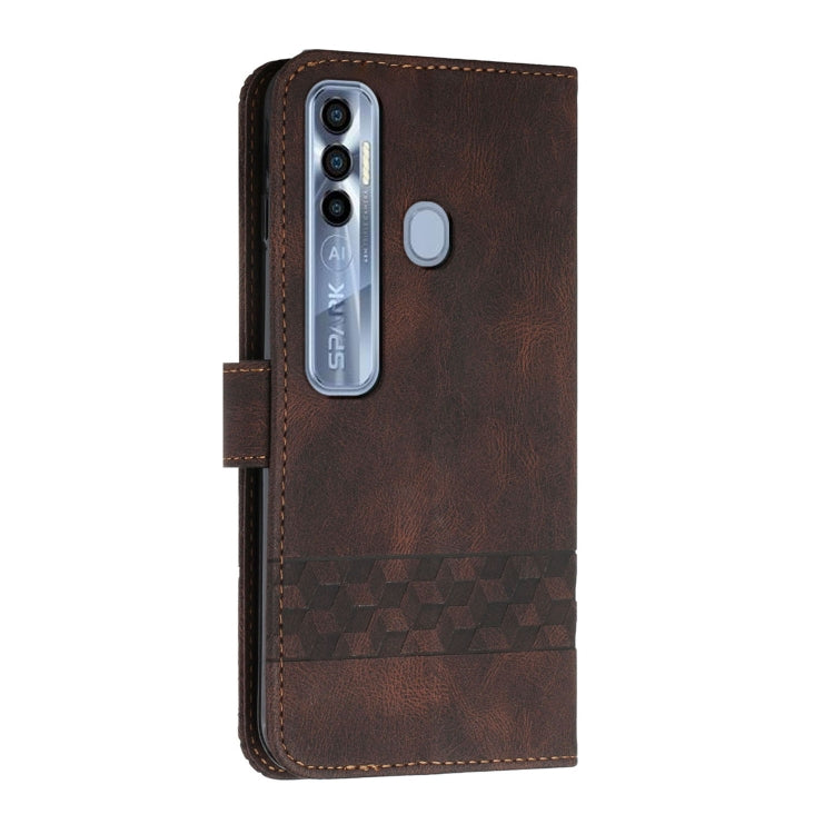 For Tecno Spark 7 Pro Cubic Skin Feel Flip Leather Phone Case