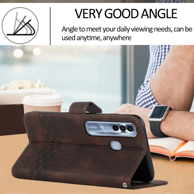 For Tecno Spark 7 Pro Cubic Skin Feel Flip Leather Phone Case