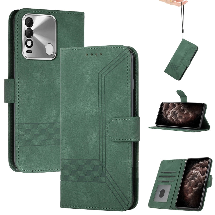 For Tecno Spark 8 Cubic Skin Feel Flip Leather Phone Case