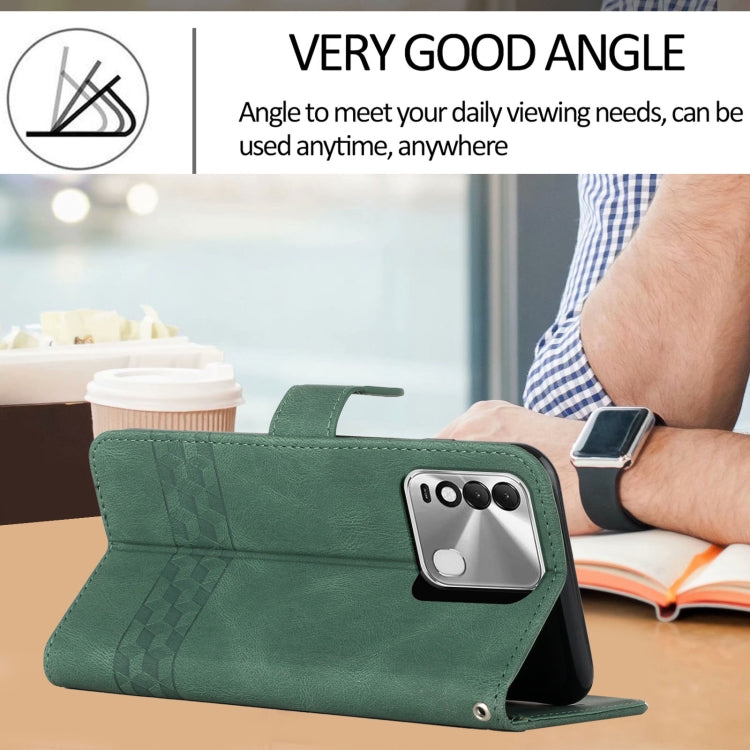 For Tecno Spark 8 Cubic Skin Feel Flip Leather Phone Case