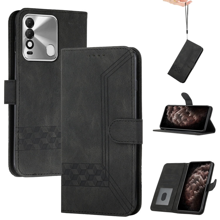 For Tecno Spark 8 Cubic Skin Feel Flip Leather Phone Case