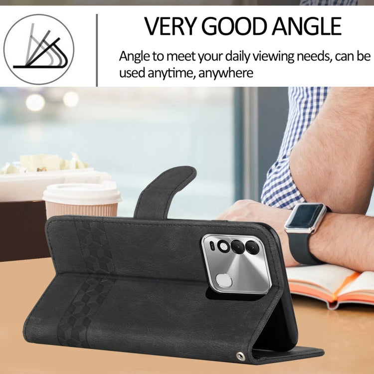 For Tecno Spark 8 Cubic Skin Feel Flip Leather Phone Case