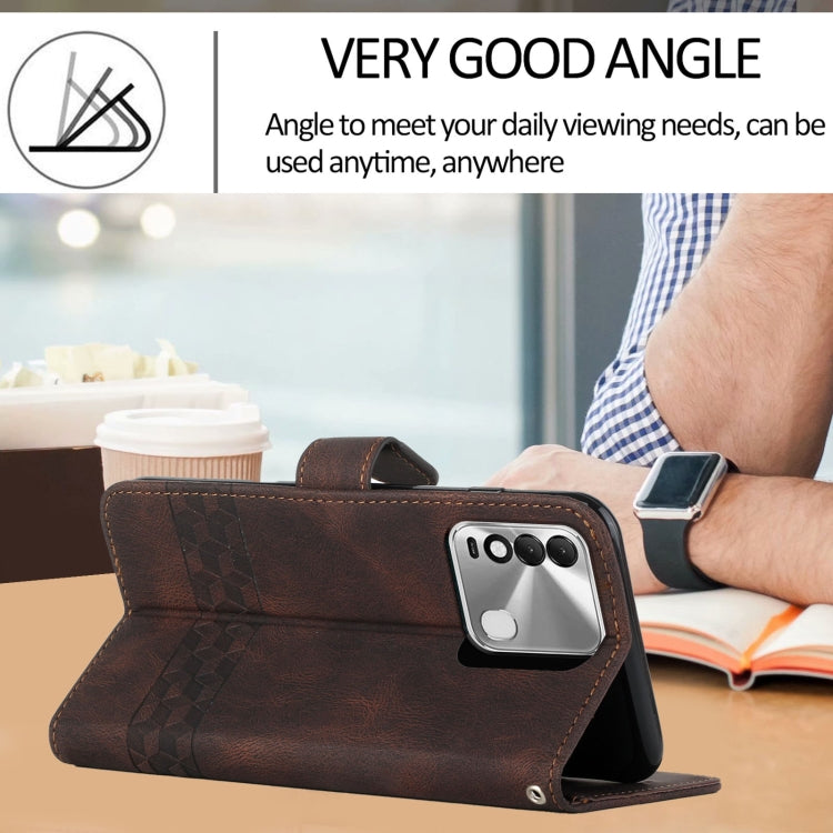 For Tecno Spark 8 Cubic Skin Feel Flip Leather Phone Case