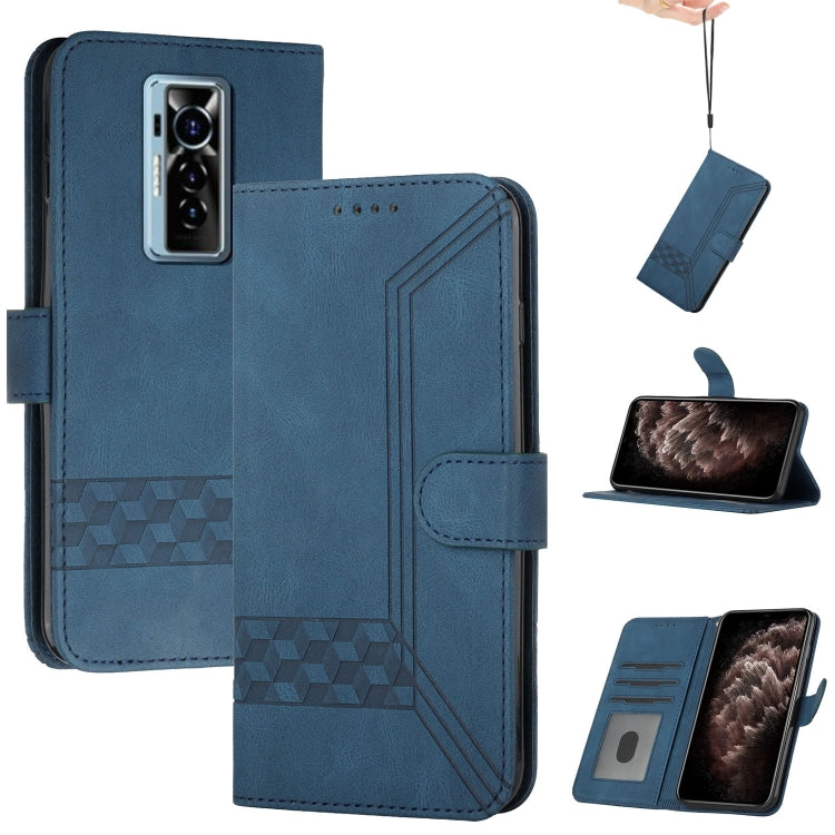 For Tecno Phantom X Cubic Skin Feel Flip Leather Phone Case