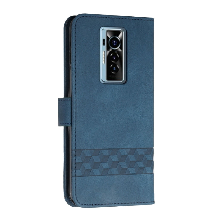 For Tecno Phantom X Cubic Skin Feel Flip Leather Phone Case