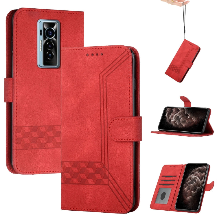 For Tecno Phantom X Cubic Skin Feel Flip Leather Phone Case