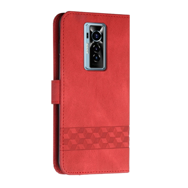 For Tecno Phantom X Cubic Skin Feel Flip Leather Phone Case