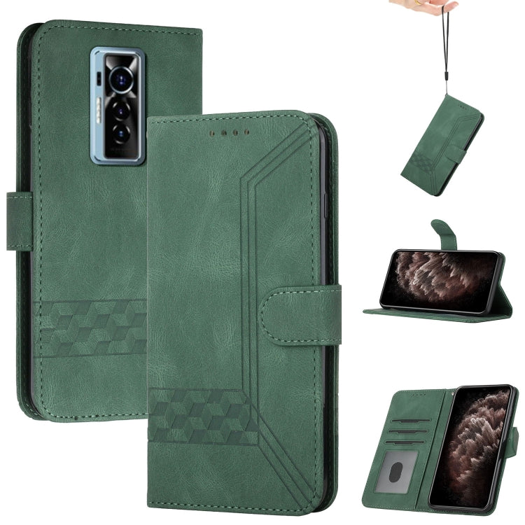 For Tecno Phantom X Cubic Skin Feel Flip Leather Phone Case