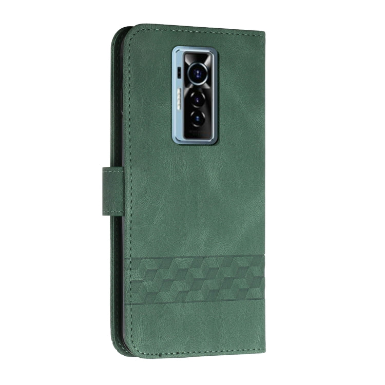 For Tecno Phantom X Cubic Skin Feel Flip Leather Phone Case