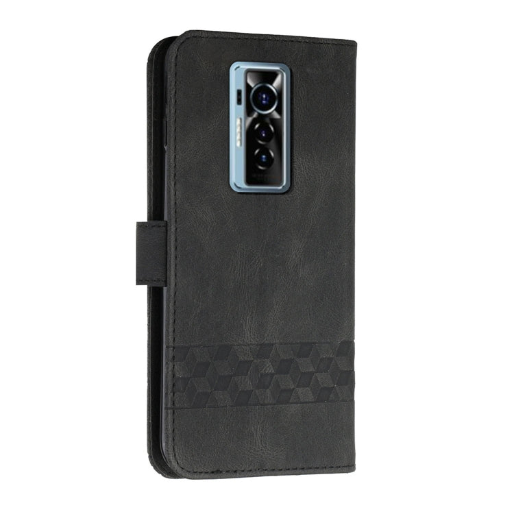 For Tecno Phantom X Cubic Skin Feel Flip Leather Phone Case