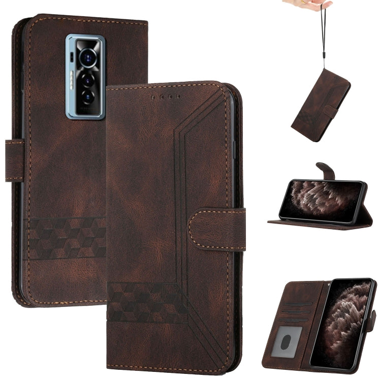 For Tecno Phantom X Cubic Skin Feel Flip Leather Phone Case