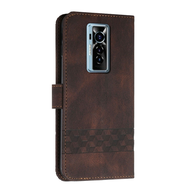 For Tecno Phantom X Cubic Skin Feel Flip Leather Phone Case