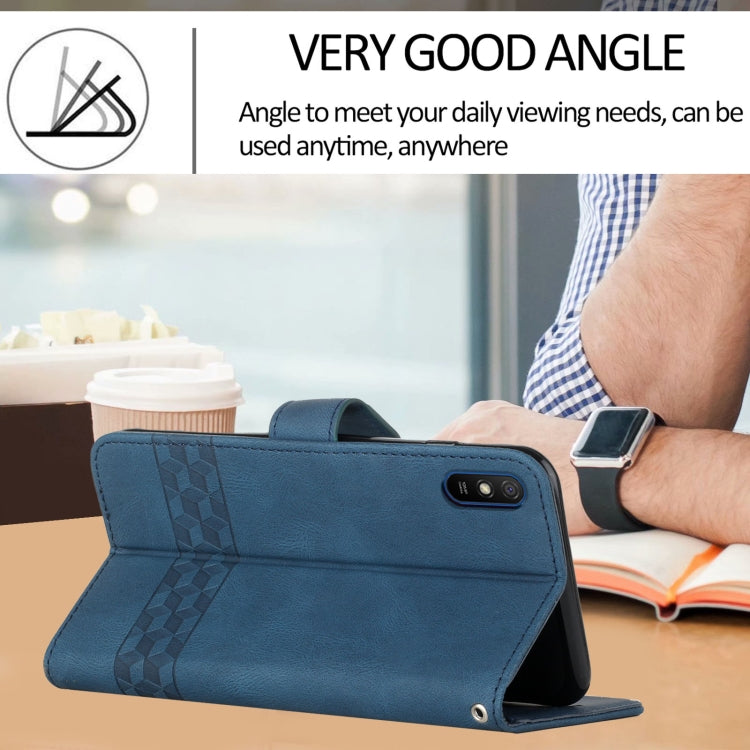 For Xiaomi Redmi 9A Cubic Skin Feel Flip Leather Phone Case