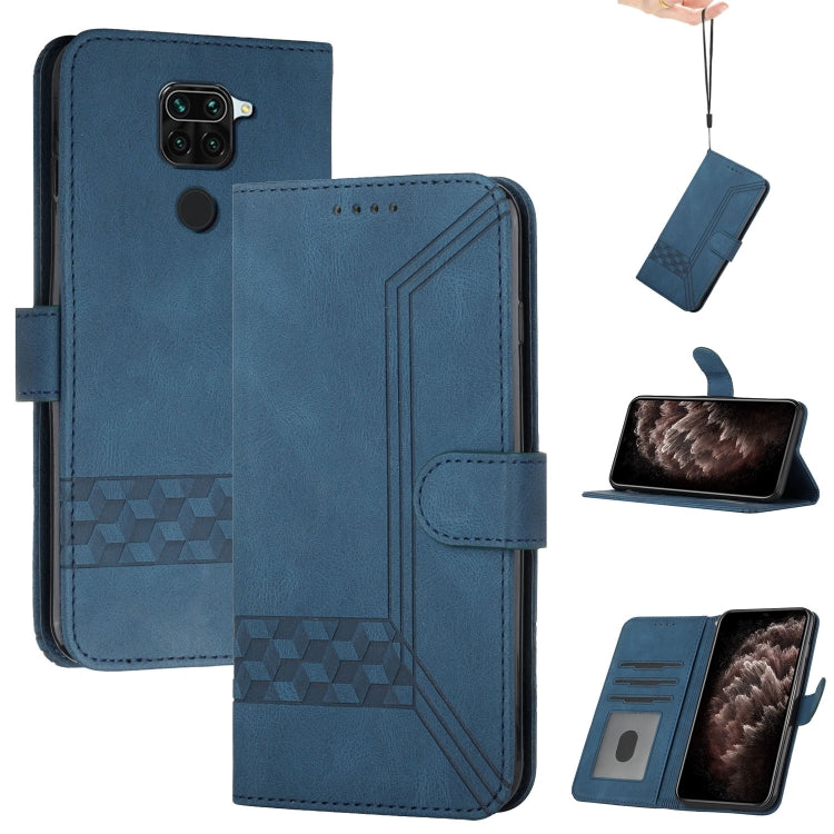 For Xiaomi Redmi Note 9 Cubic Skin Feel Flip Leather Phone Case