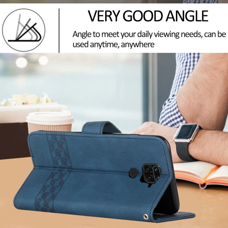 For Xiaomi Redmi Note 9 Cubic Skin Feel Flip Leather Phone Case