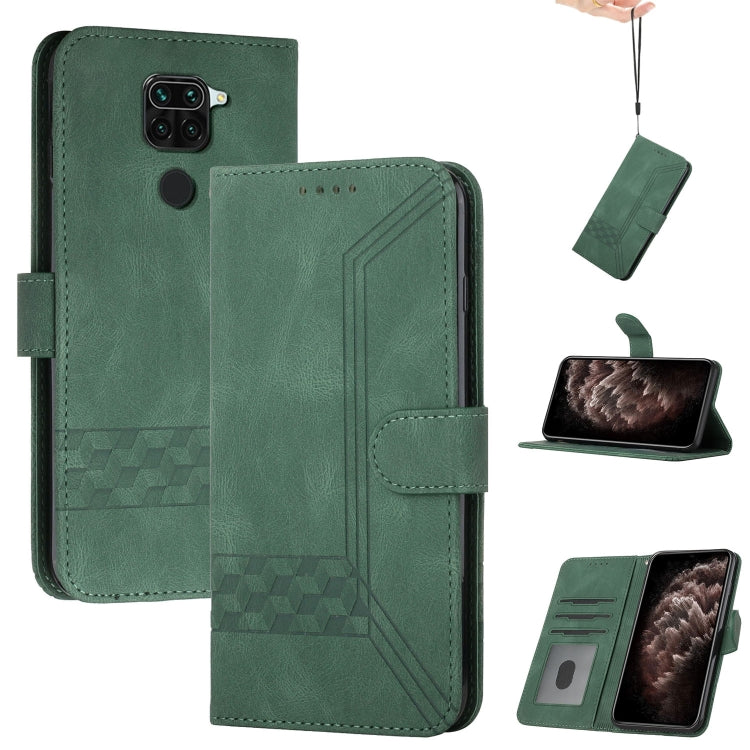 For Xiaomi Redmi Note 9 Cubic Skin Feel Flip Leather Phone Case