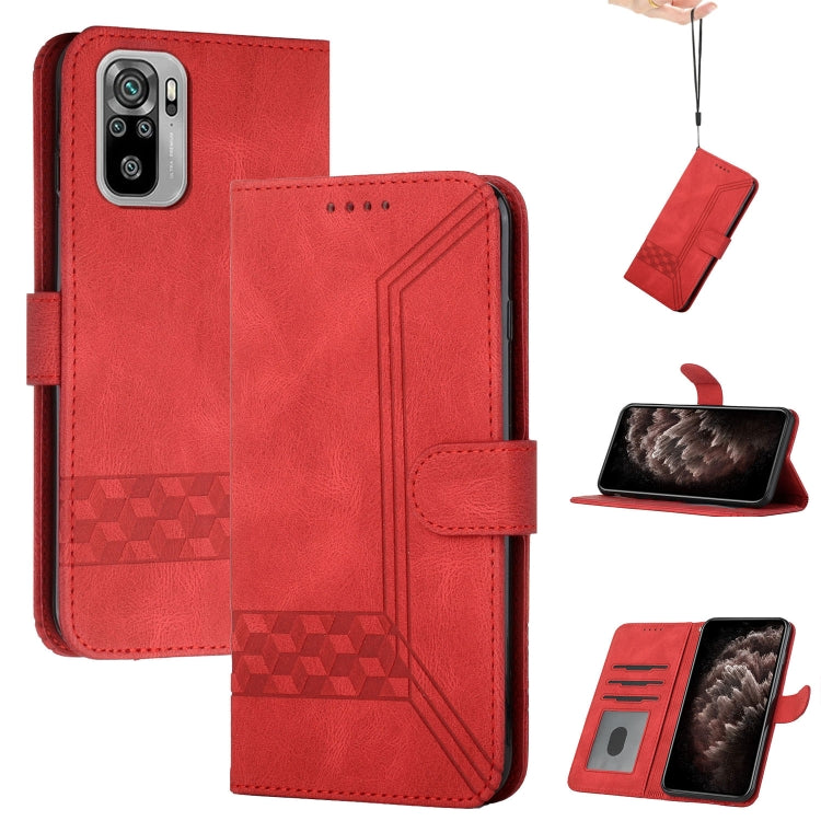 For Xiaomi Redmi Note 10 4G Cubic Skin Feel Flip Leather Phone Case