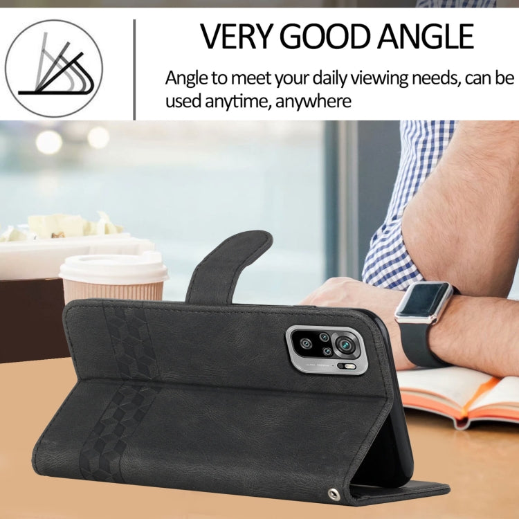 For Xiaomi Redmi Note 10 4G Cubic Skin Feel Flip Leather Phone Case