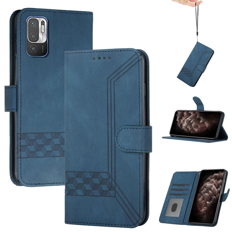 For Xiaomi Redmi Note 10 5G Cubic Skin Feel Flip Leather Phone Case